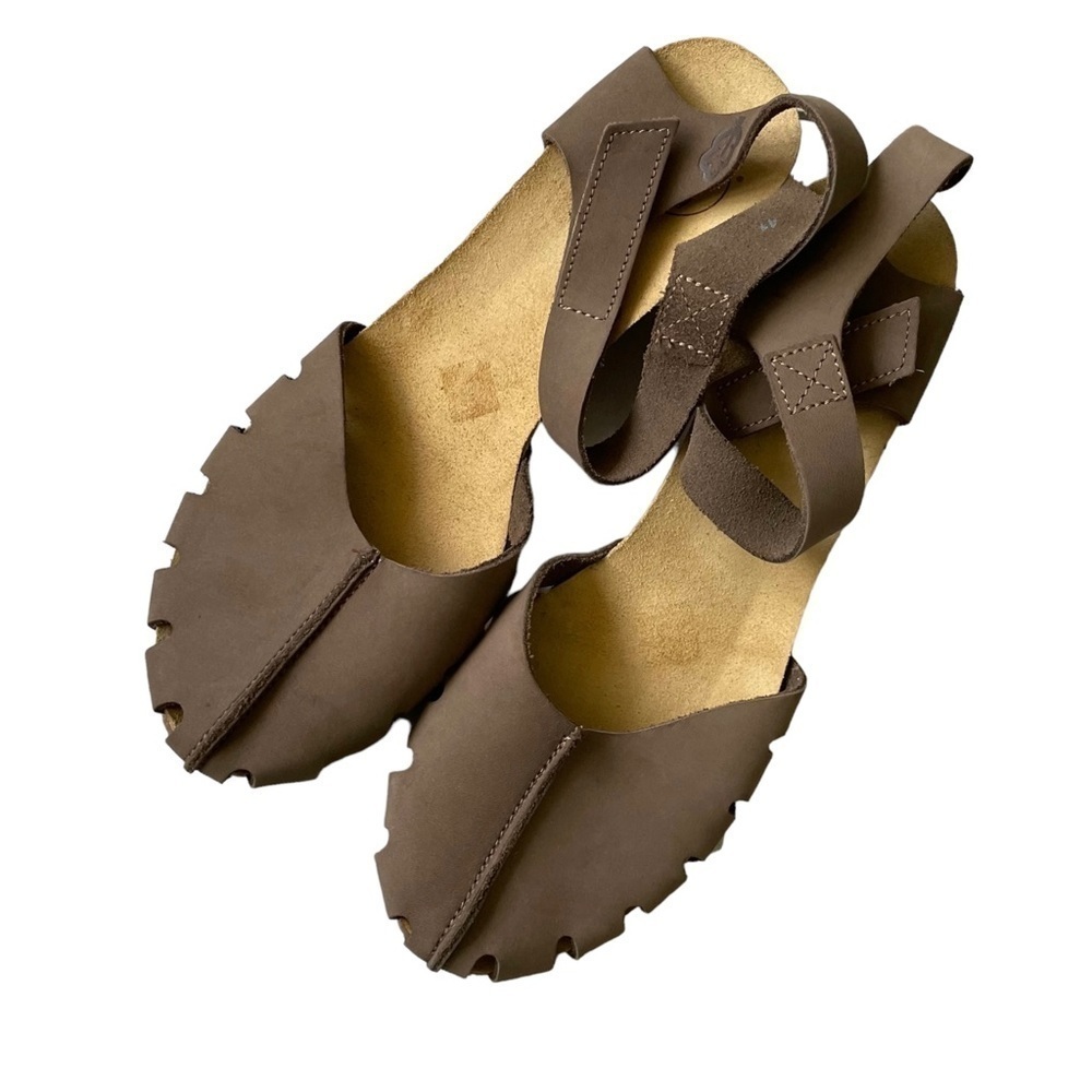Loints OF HOLLAND Leather Clogs Wedge Sandals Taupe Brown 41